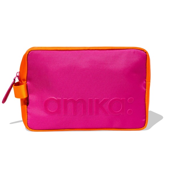 Amika Bold Pink & Orange Cosmetic Bag ๐ Travel Organizer ๐ - Picture 1 of 8